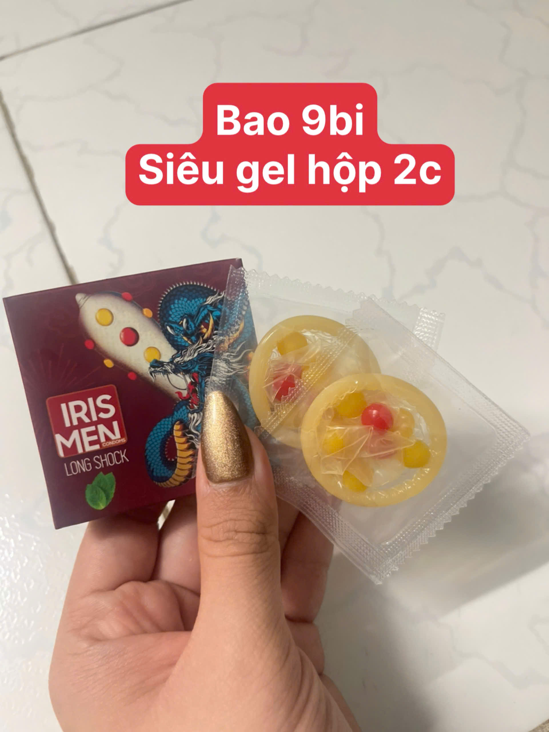 COMBO 5 HỘP 10 CÁI BAO CAO SU 9 BI TO  IRIS MEN